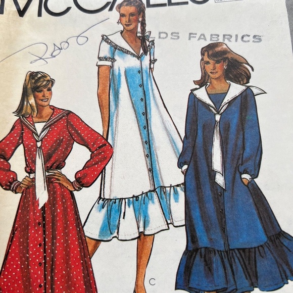 McCalls Pattern Laura Ashley Sailor Style Dress Ruffle Button Up 7912 Size 12 - Picture 2 of 4